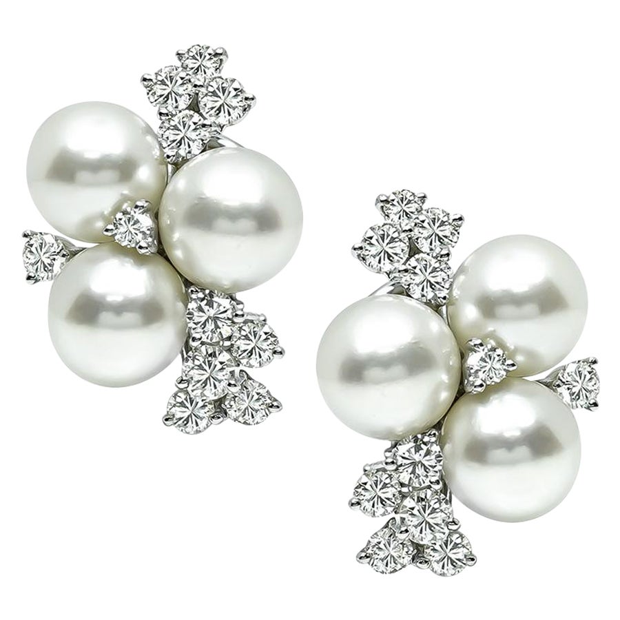 1.50ct Diamond Pearl Earrings