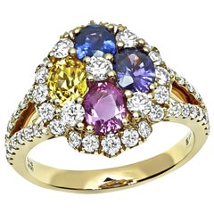 Bague en or 1,72 carat saphir multicolore 0,97 carat diamant