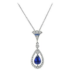 2.00ct Sapphire 0.50ct Diamond Pendant Necklace