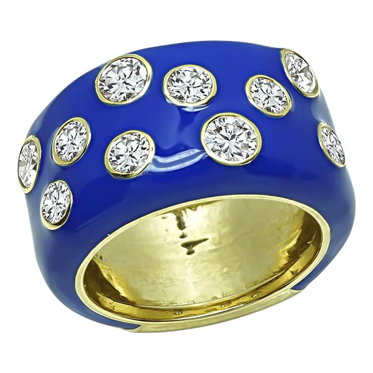 1.00ct Diamond Enamel Gold Ring