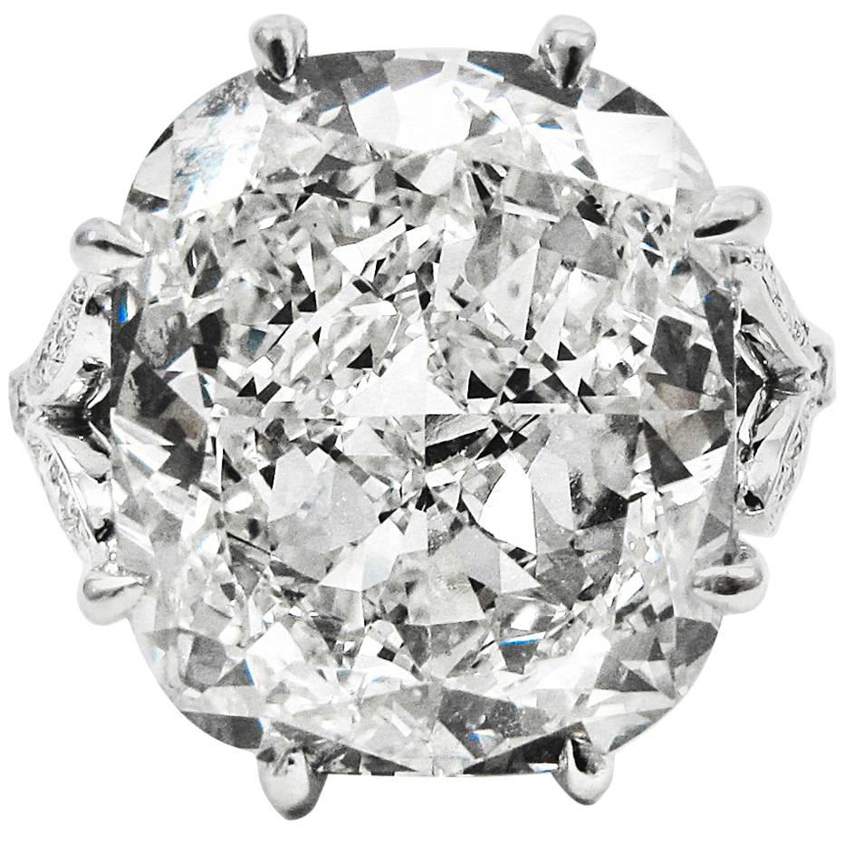 GIA Certified 10.01 Carat Cushion Cut Diamond Platinum Ring