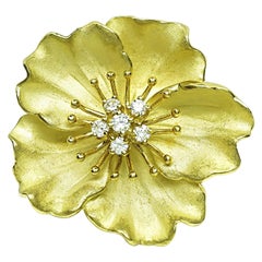 Tiffany & Co 0.50ct Diamond Gold Flower Pin