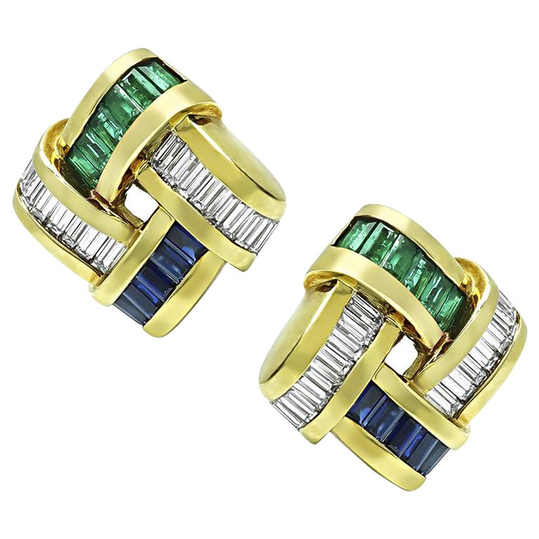 Pendientes Krypell 2,00ct Diamante 0,95ct Esmeralda 0,85ct Zafiro
