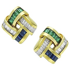 Orecchini Krypell 2,00ct Diamante 0,95ct Smeraldo 0,85ct Zaffiro