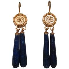 18 Karat Gold Lapis Lazuli Drop Earrings