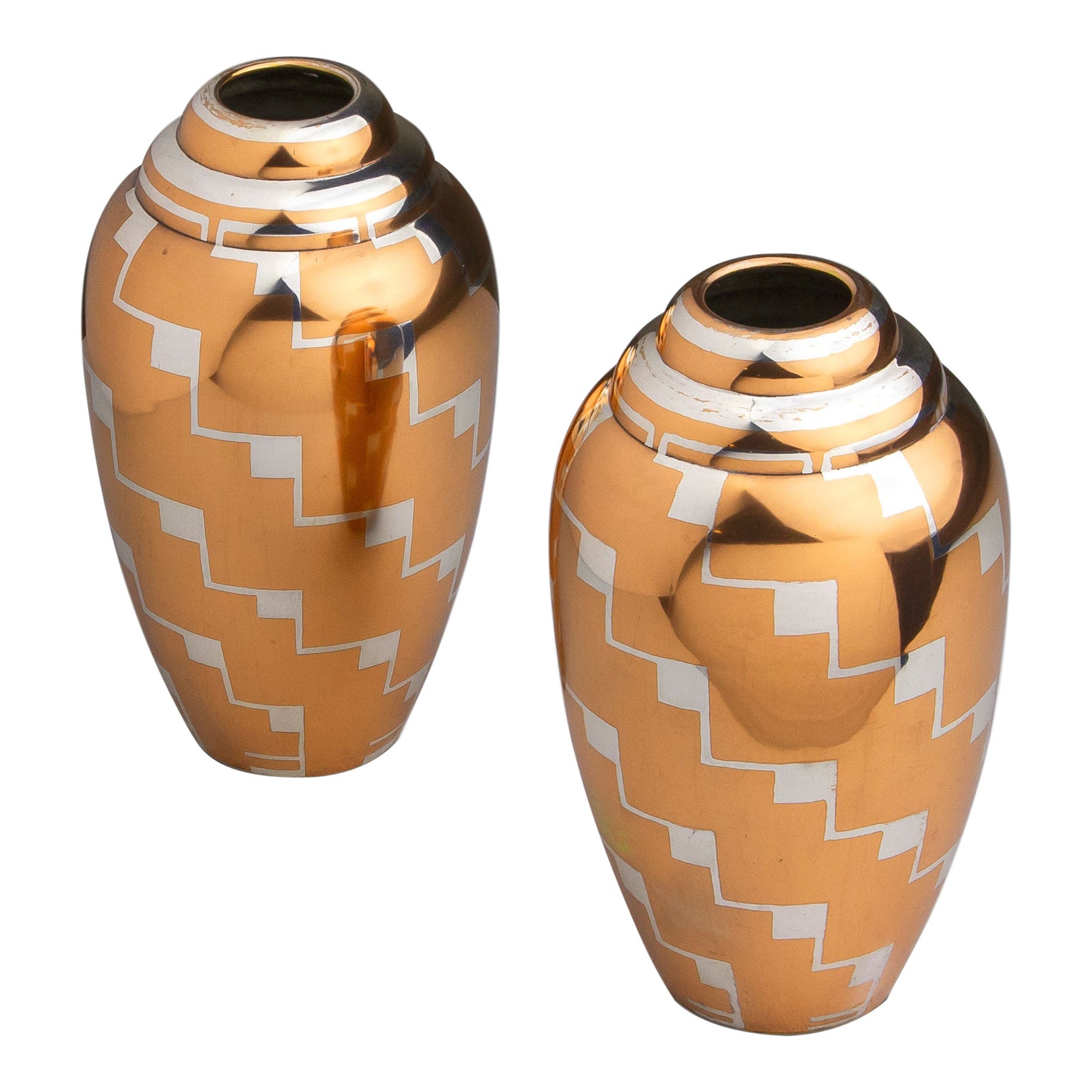 Pair of Luc Lanel for Christofle 'Dinanderie' Vases