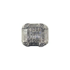 F G VVS Emerald And Princess Cut Diamond Solid 18K Gold Ring Cocktail Ring