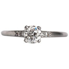 1905 Edwardian Platinum GIA Certified .66 Carat Diamond Engagement Ring
