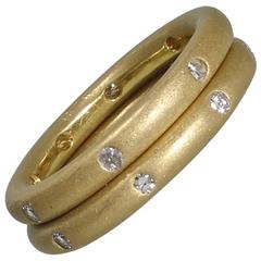 Pair of Diamond Gold Band Rings 8