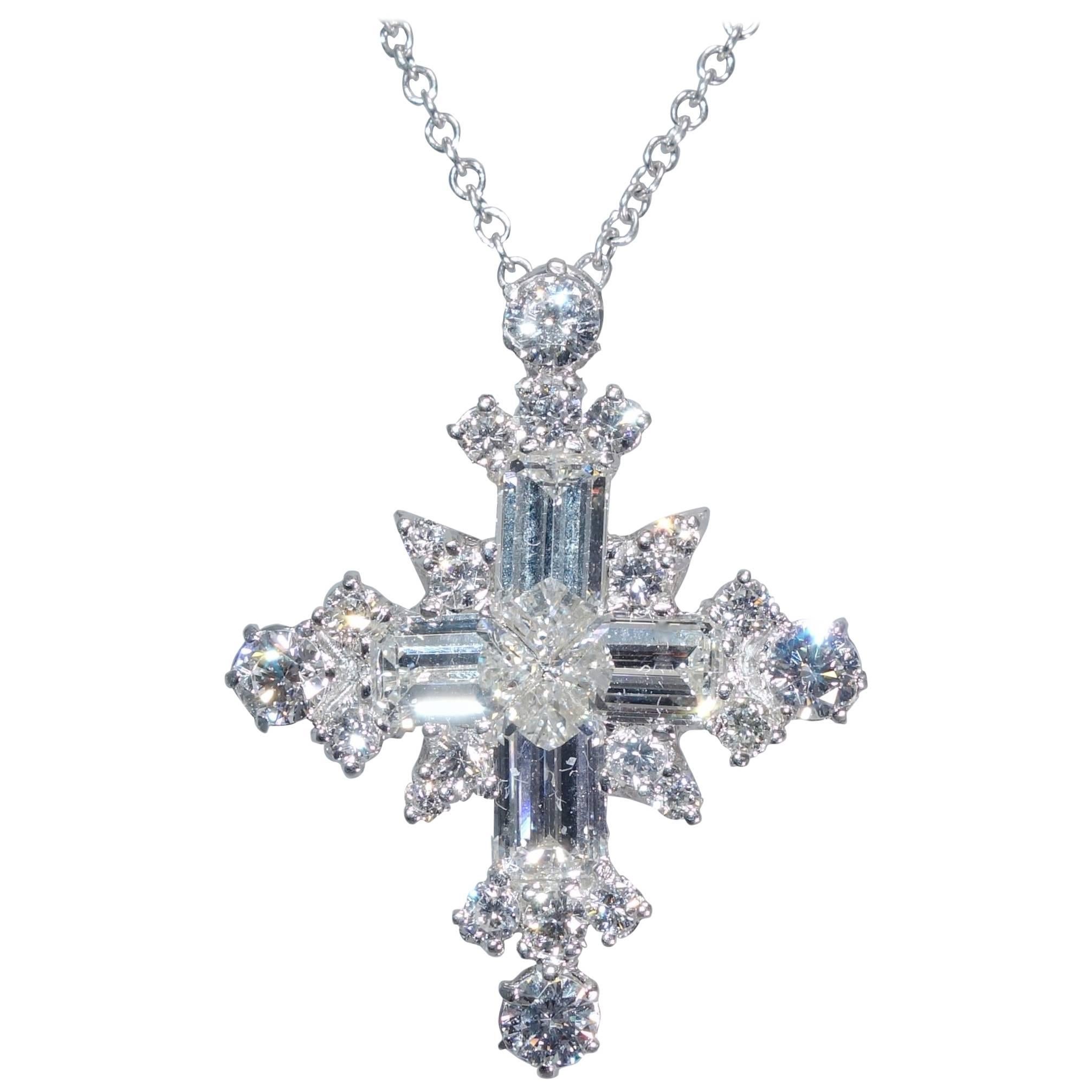 Platinum Diamond Snowflake Cross