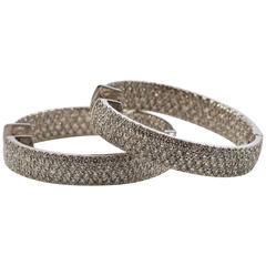 Pave Set Diamond White Gold Inside Out Hoop Earrings 4