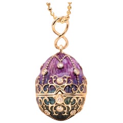 18K Gold 'Easter Egg' Sapphire & Diamond Enameled Pendant Necklace