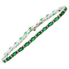 Emerald Diamond White Gold Bracelet