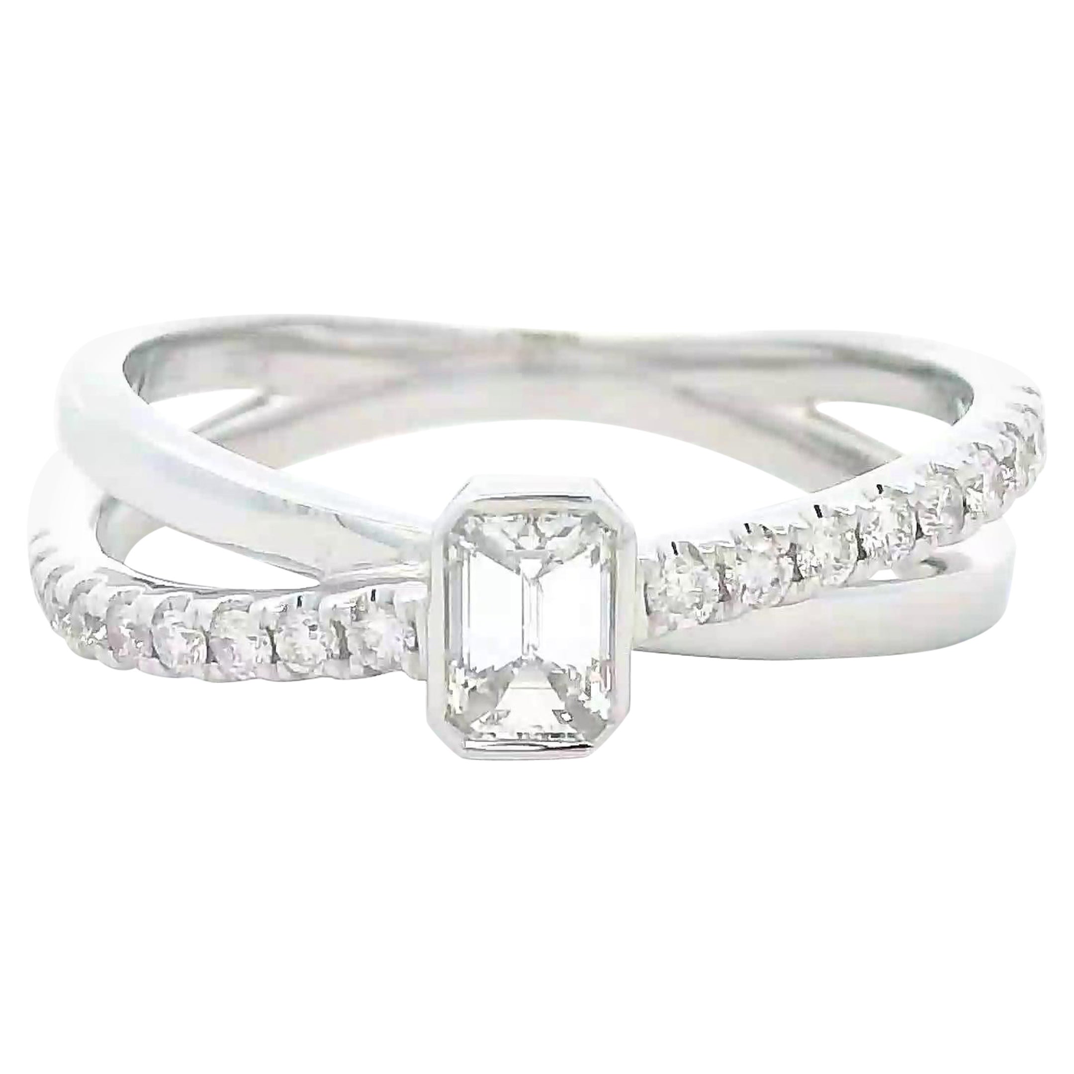 Alexander Beverly Hills 0.51ct Emerald Cut Diamond Ring 18k White Gold