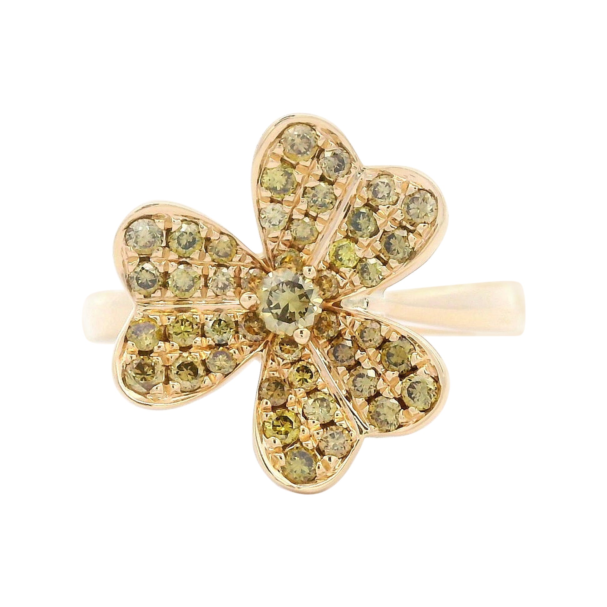 Alexander Beverly Hills 0.56ct Yellow Diamond Floral Ring 18k Yellow