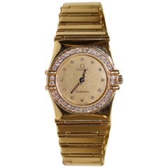 Retro Omega Yellow Gold Constellation Quartz Wristwatch