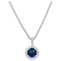 Sapphire Diamond White Gold Pendant 12