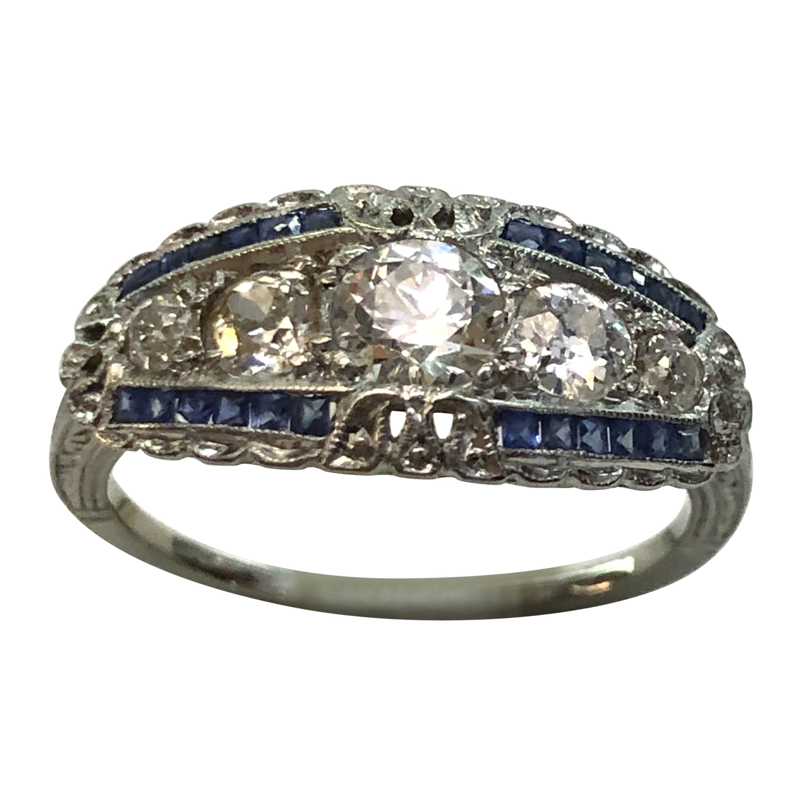 Platinum Sapphire Diamond Ring
