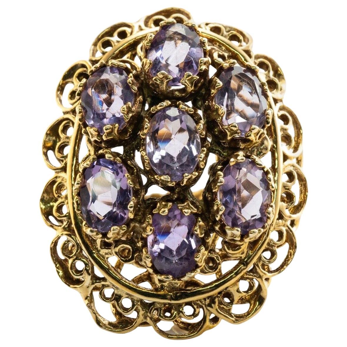 Amethyst Ring 14K Gold Cocktail Vintage By