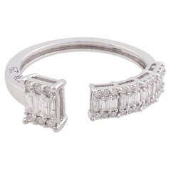 Anello da polso con diamante naturale da 0,55 carati SI/H taglio baguette Brilliante in oro bianco 10k