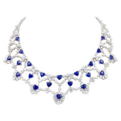 Emilio Jewelry Collar de diamantes zafiro en forma de corazón de 72,00 quilates