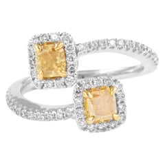 1.28Cctt Fancy Yellow Brown Bypass Ring 18k Two Tone Gold