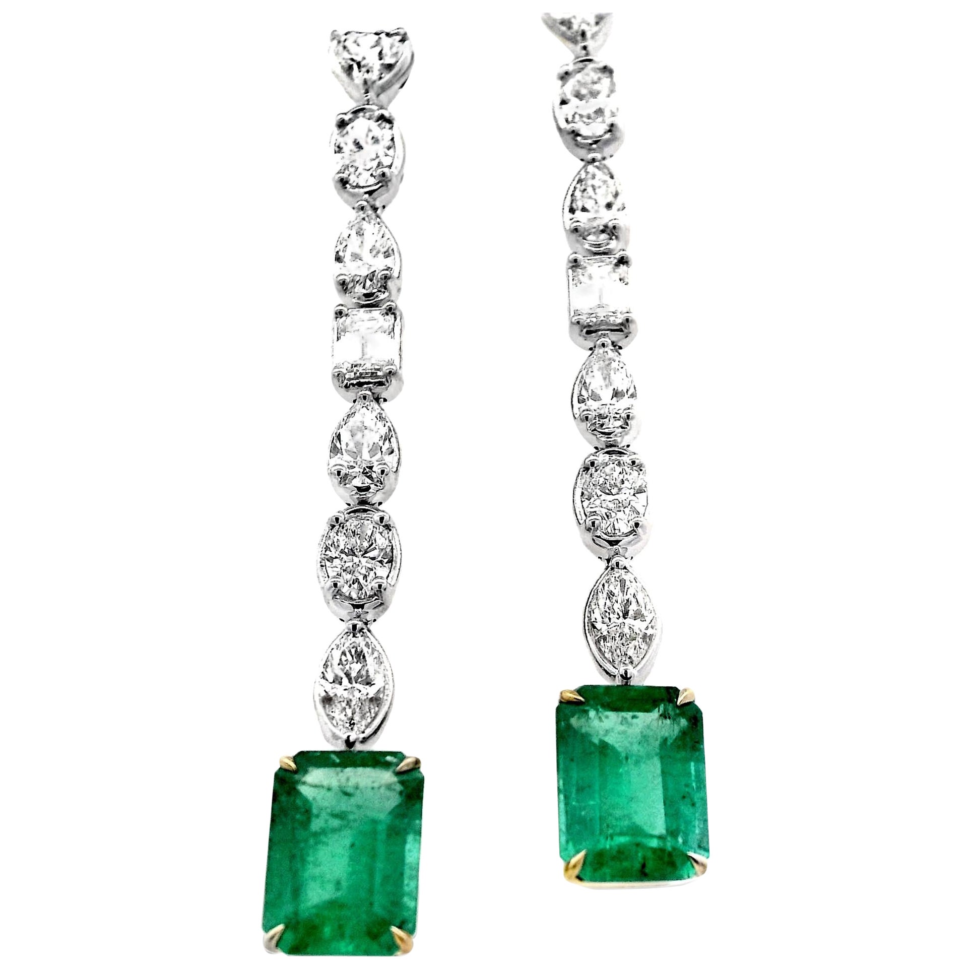 Alexander Beverly Hills GIA 9.98ctt Emerald & Diamond Drop Necklace 18k For Sale