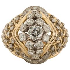 1940s Cluster Diamond and Gold Ring