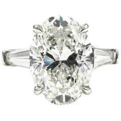 GIA Certified 5.01 Carat Oval Cut Diamond Classic Platinum Engagement Ring