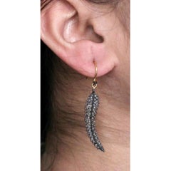 Natürliche Pave-Diamant-Ohrringe im Blatt-Stil aus 925 Sterling Silber.