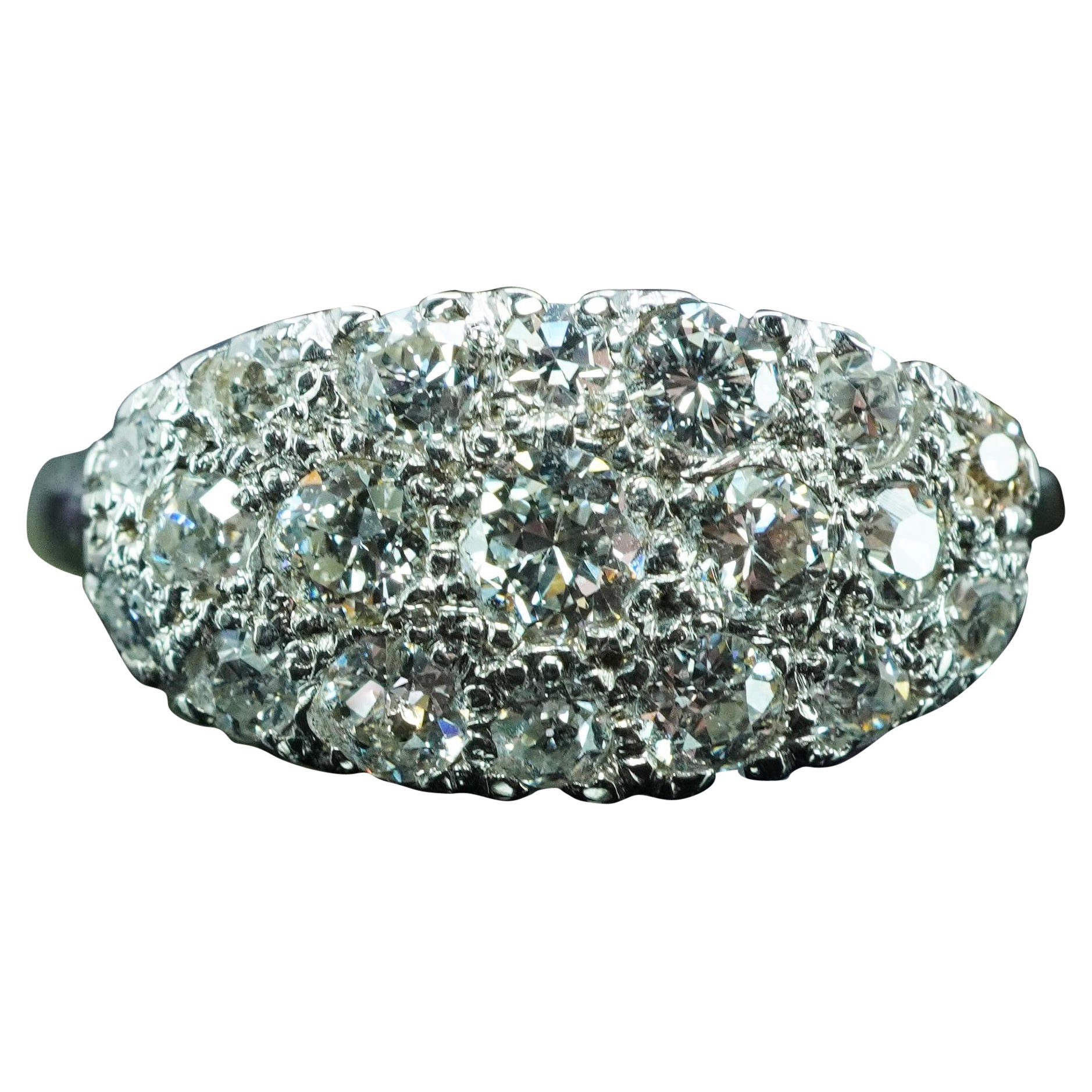 Antique Old European cut Diamond 14K White Gold Ring Estate circa 1930s