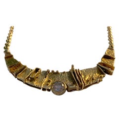 9ct 375 Gold Brutalist Design Diamond Necklace