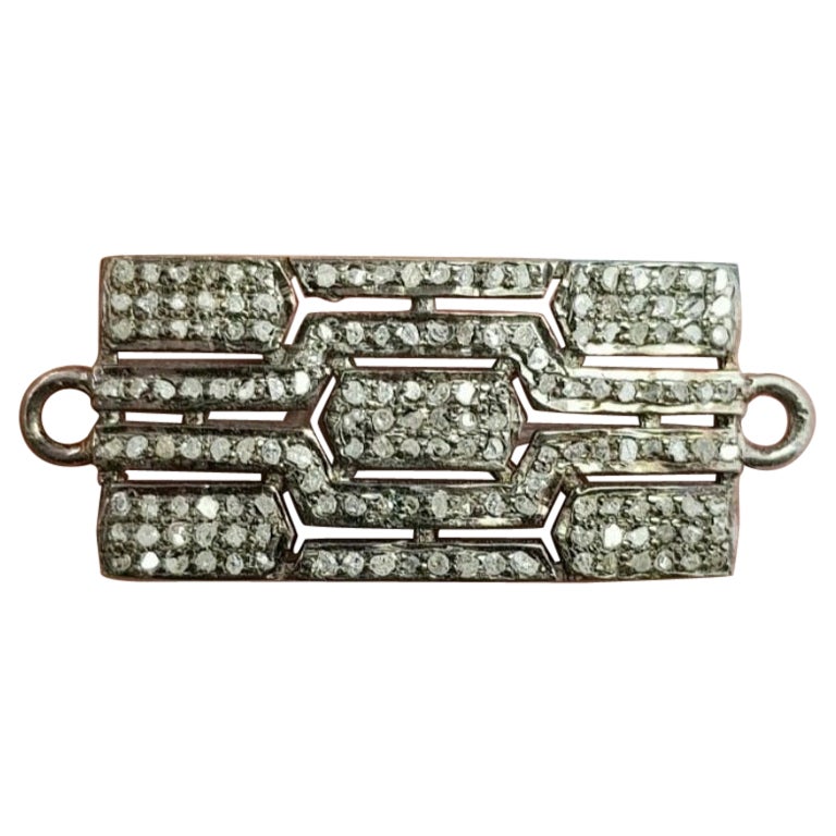 Pave Diamond Bracelet Connector 925 Silver Handmade Jewelry Connector Findings.