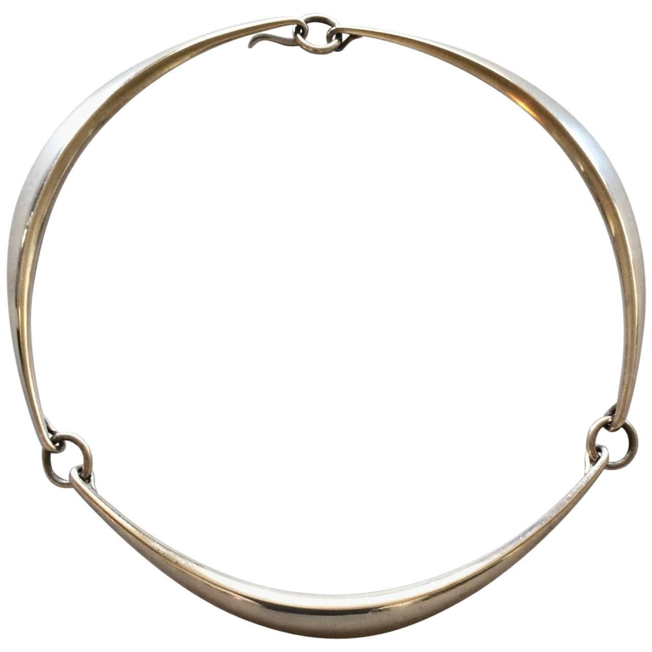 Hans Hansen Sterling Silver Hinged Choker Necklace For Sale