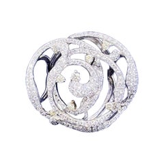 Anello da cocktail floreale con diamante rotondo da 3 carati in oro bianco 18k Estate Ladies