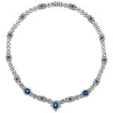 Blue Sapphire Diamond Platinum Necklace