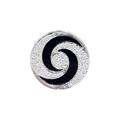 BVLGARI 18k White Gold Diamond & Onyx Spinner Ring Size 6.25