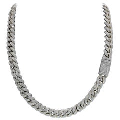 Cadena de eslabones cubana de alta calidad de oro amarillo macizo de 14k con diamantes naturales de Miami de 24" en