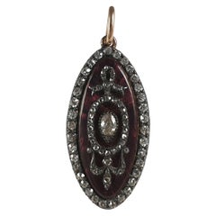 Colgante Navette Jorge III de diamantes y esmalte, hacia 1790