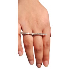 Anillo de dos dedos con diamantes pavé Plata maciza 925 Hecho a mano Anillo fino Regalo de joyería.
