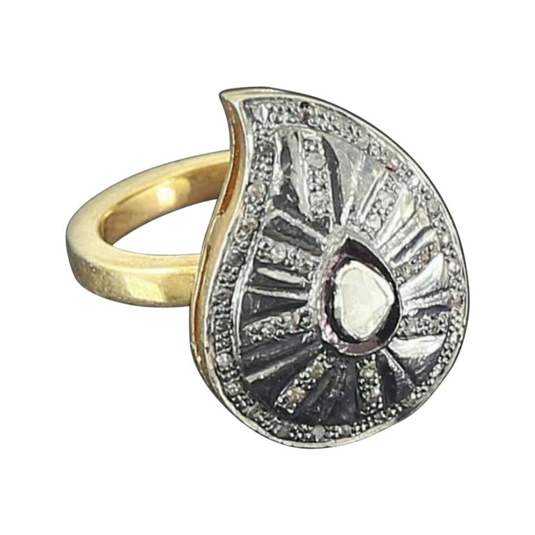 Victorian Inspired Rose Cut Diamond Ring 925 Silver Birthday Gift Victorian Ring