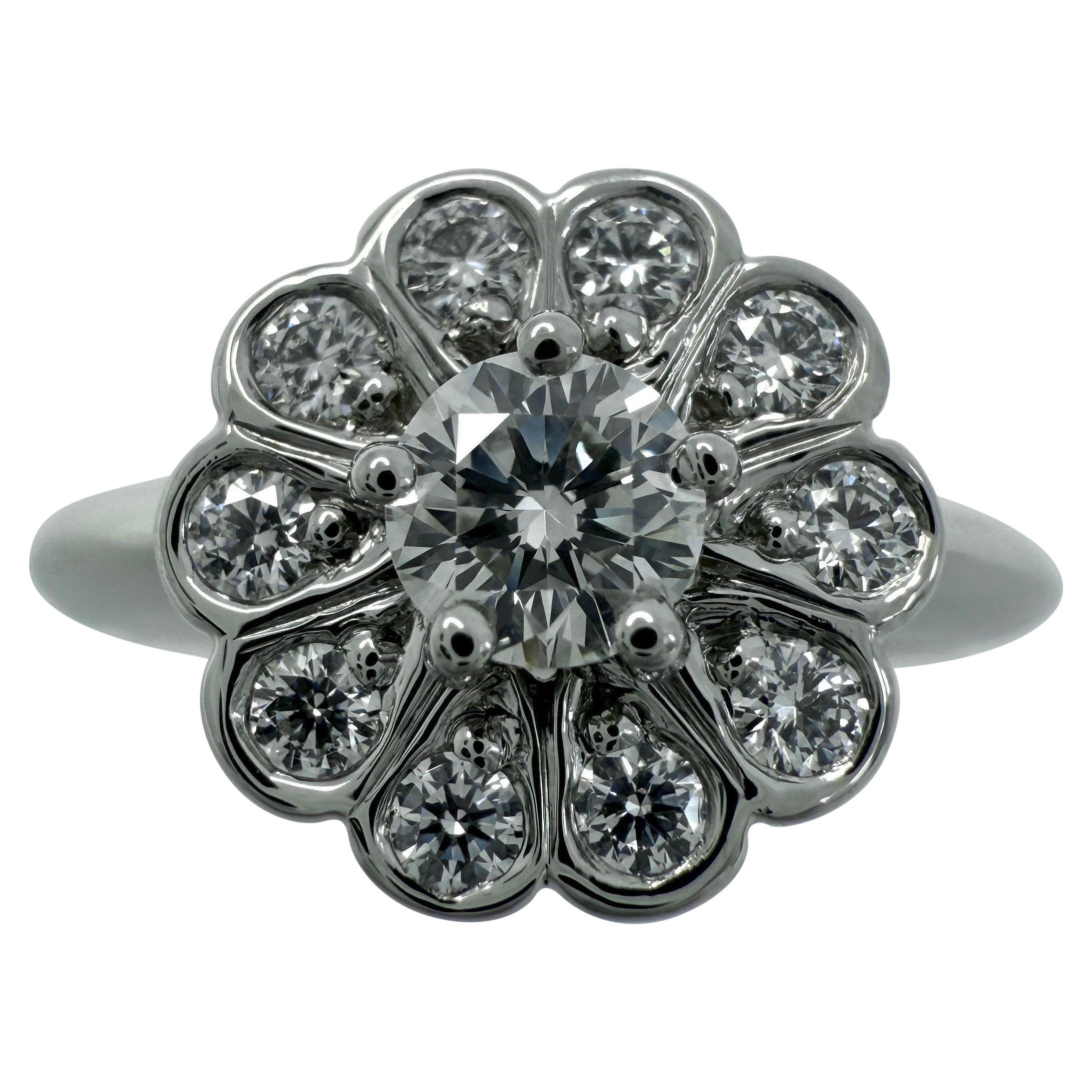 Vintage Tiffany & Co. Anillo Halo de Platino con Diamantes Naturales Flor Encantada