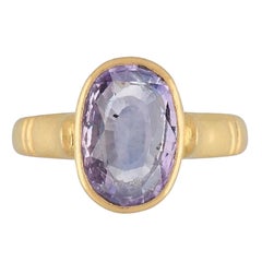 GIA No Heat Violet Sapphire Ring in 22K Gold, Vintage Estate Rarity