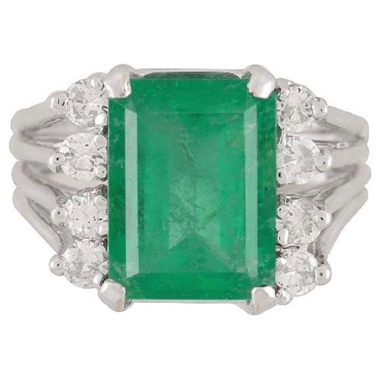 GIA Certified Colombian Emerald & Diamond Ring in White Gold
