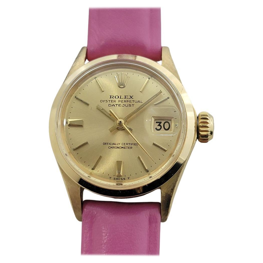 Rolex Lady Oyster Perpetual Datejust 6516 25mm 18k Massivgold Schweizer 1960er Jahre RA471