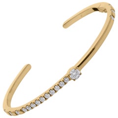 Pulsera de brazalete con diamantes SI/H de 1,03 quilates reales Joyas de oro amarillo de 14 quilates