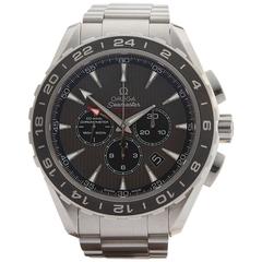 Omega Stainless Steel Seamaster Aqua Terra GMT Chronograph Automatic Wristwatch