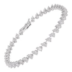 Pulsera de diamantes en forma de pera de 6,33 quilates Oro blanco de 18 quilates Joyería fina hecha a mano