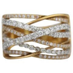 Bague à anneaux entrelacés en or massif 14 carats avec diamants certifiés