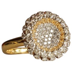 Sunflower Diamond Ring in 14K Solid Gold (Certified)